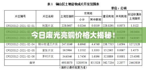 今日废光亮铜价格大揭秘！