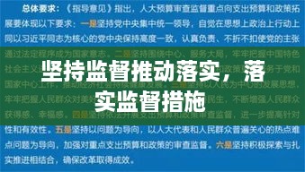 坚持监督推动落实，落实监督措施 