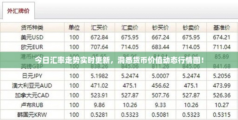 今日汇率走势实时更新，洞悉货币价值动态行情图！