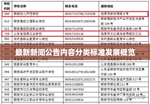 最新新闻公告内容分类标准发展概览